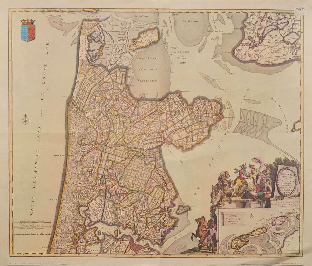 Landkaart met eiland Wieringen